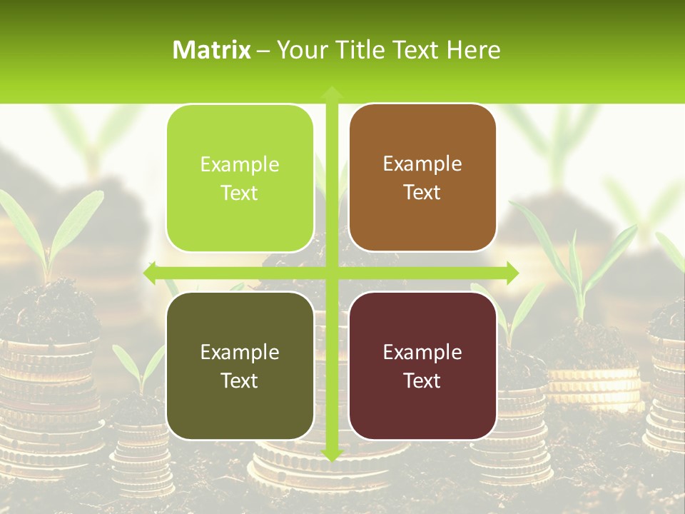 A Pile Of Coins With A Plant Growing Out Of It PowerPoint Template