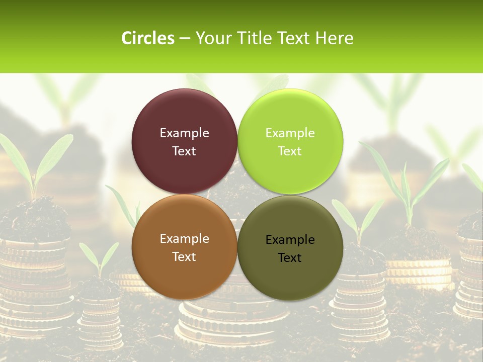 A Pile Of Coins With A Plant Growing Out Of It PowerPoint Template