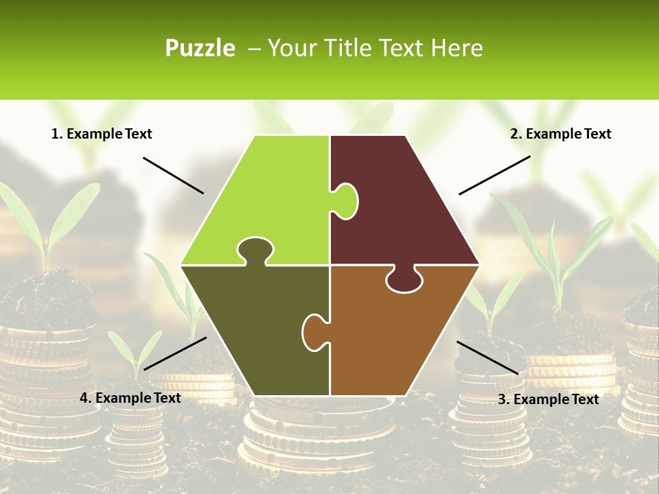 A Pile Of Coins With A Plant Growing Out Of It PowerPoint Template