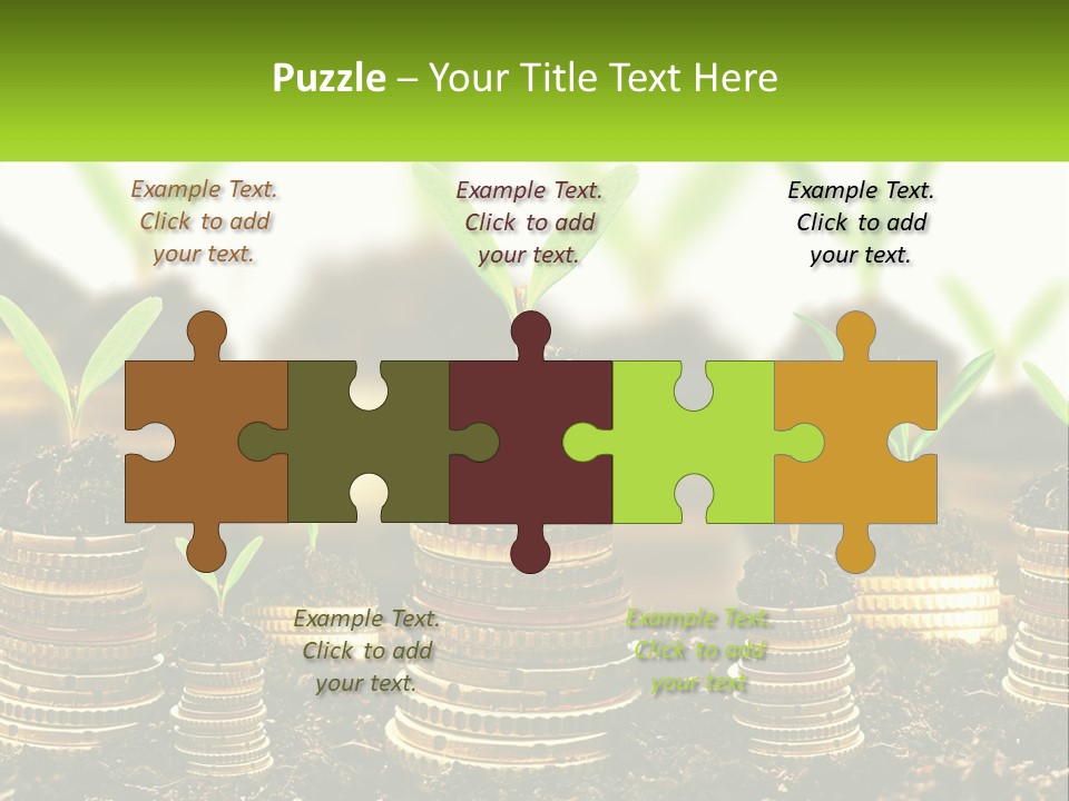 A Pile Of Coins With A Plant Growing Out Of It PowerPoint Template