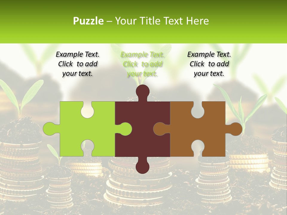 A Pile Of Coins With A Plant Growing Out Of It PowerPoint Template