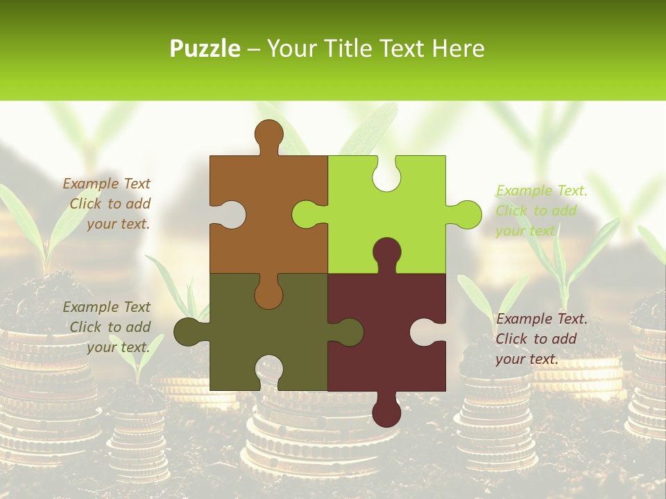 A Pile Of Coins With A Plant Growing Out Of It PowerPoint Template