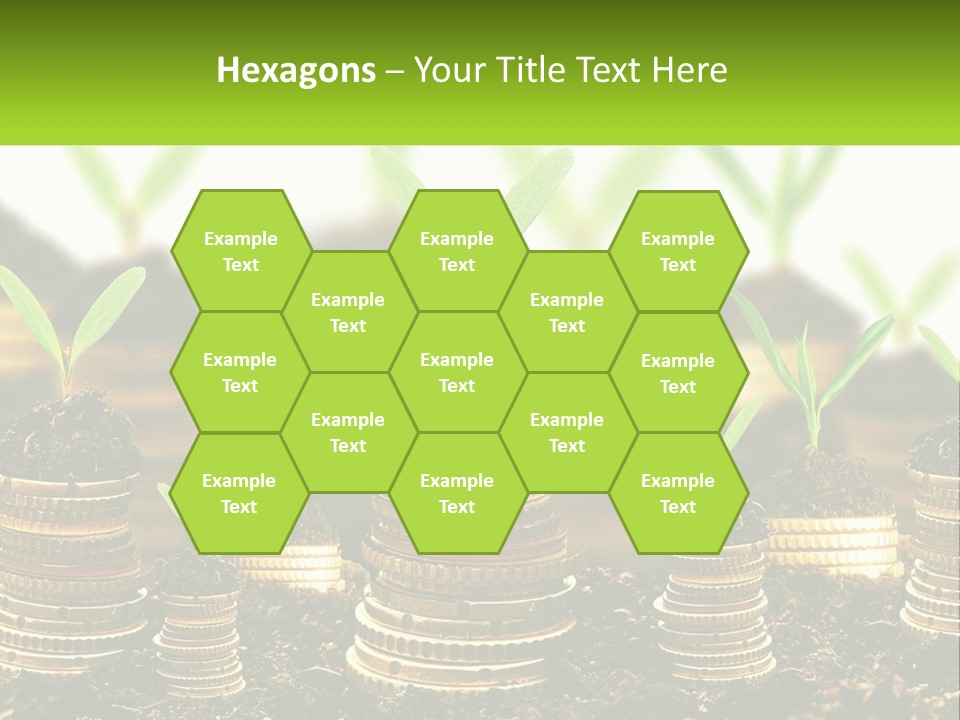 A Pile Of Coins With A Plant Growing Out Of It PowerPoint Template