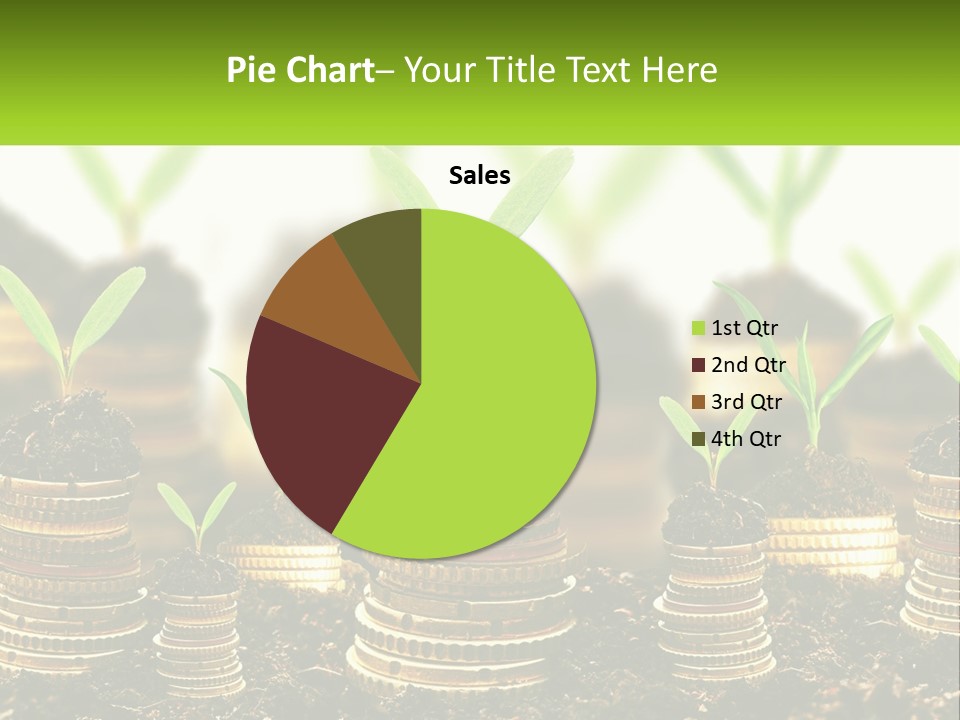 A Pile Of Coins With A Plant Growing Out Of It PowerPoint Template