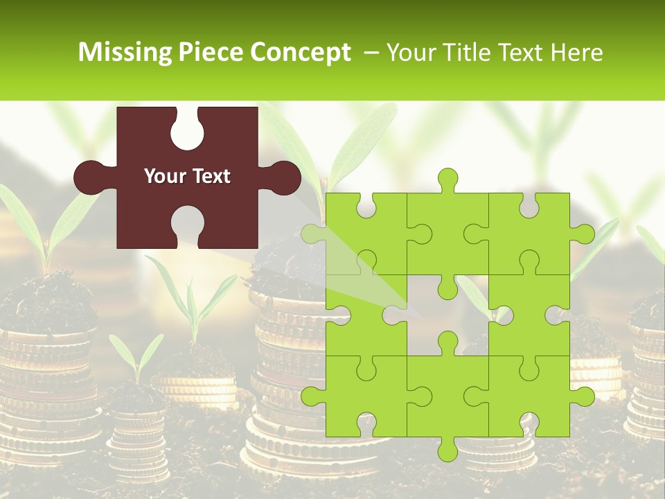A Pile Of Coins With A Plant Growing Out Of It PowerPoint Template