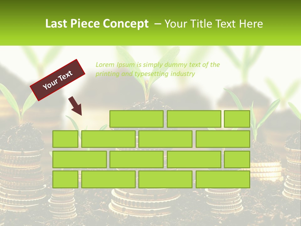 A Pile Of Coins With A Plant Growing Out Of It PowerPoint Template