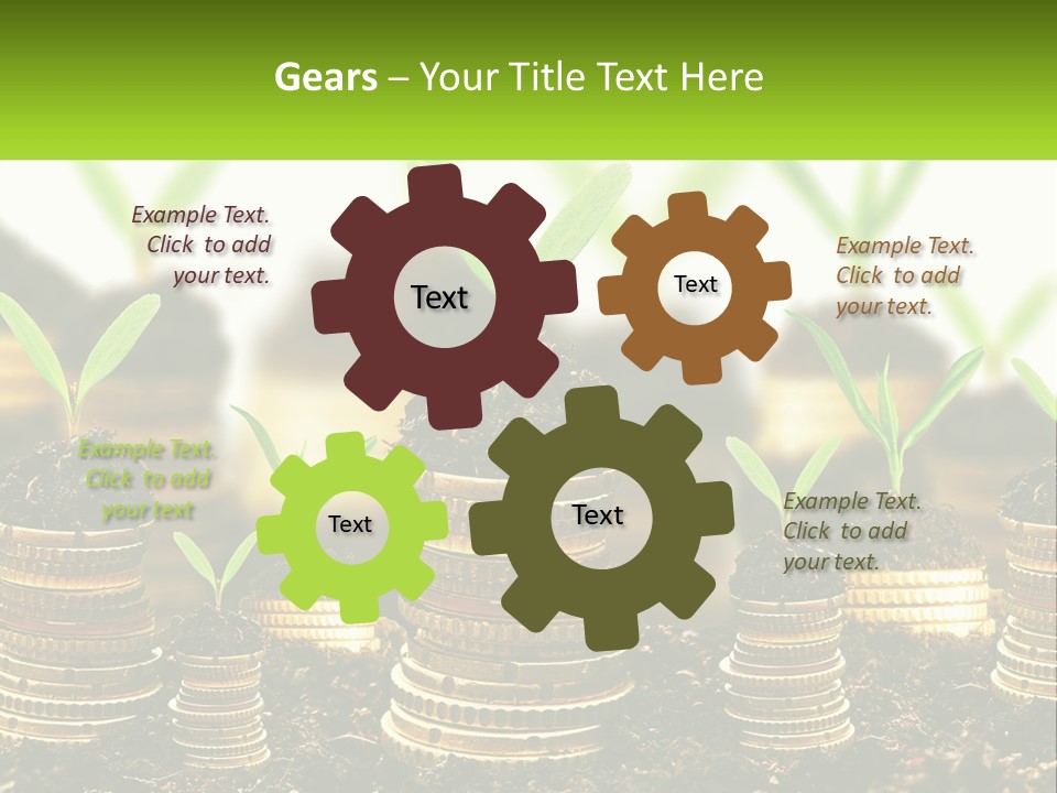 A Pile Of Coins With A Plant Growing Out Of It PowerPoint Template