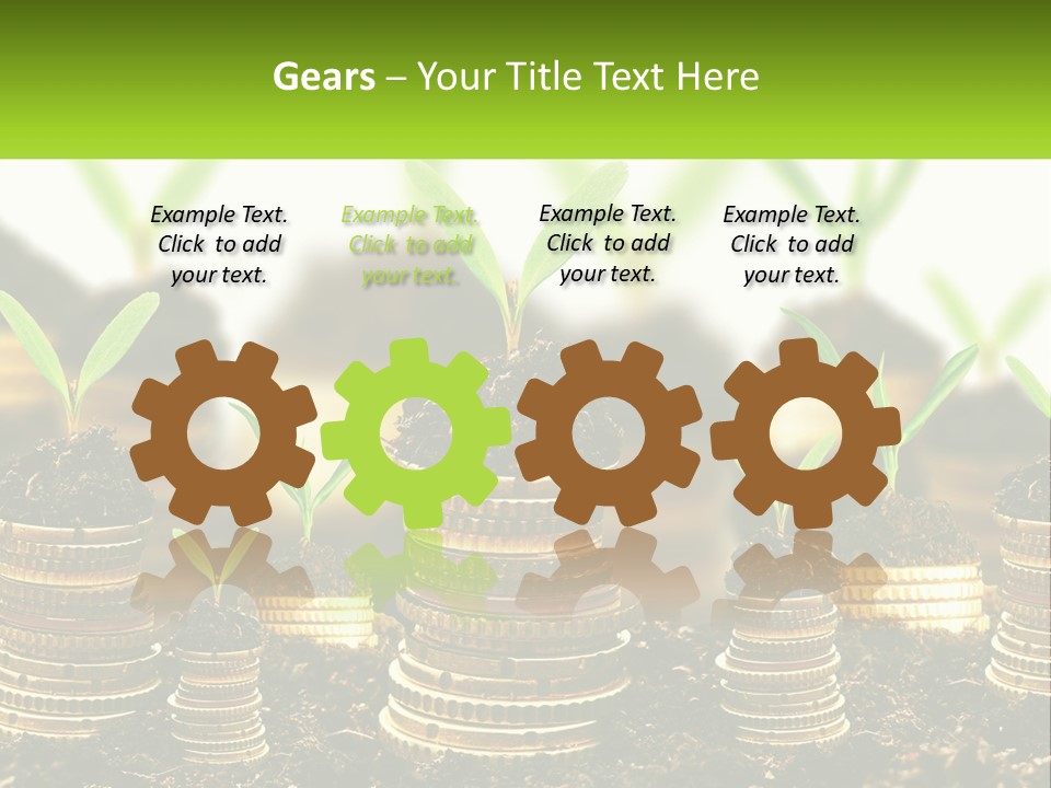 A Pile Of Coins With A Plant Growing Out Of It PowerPoint Template