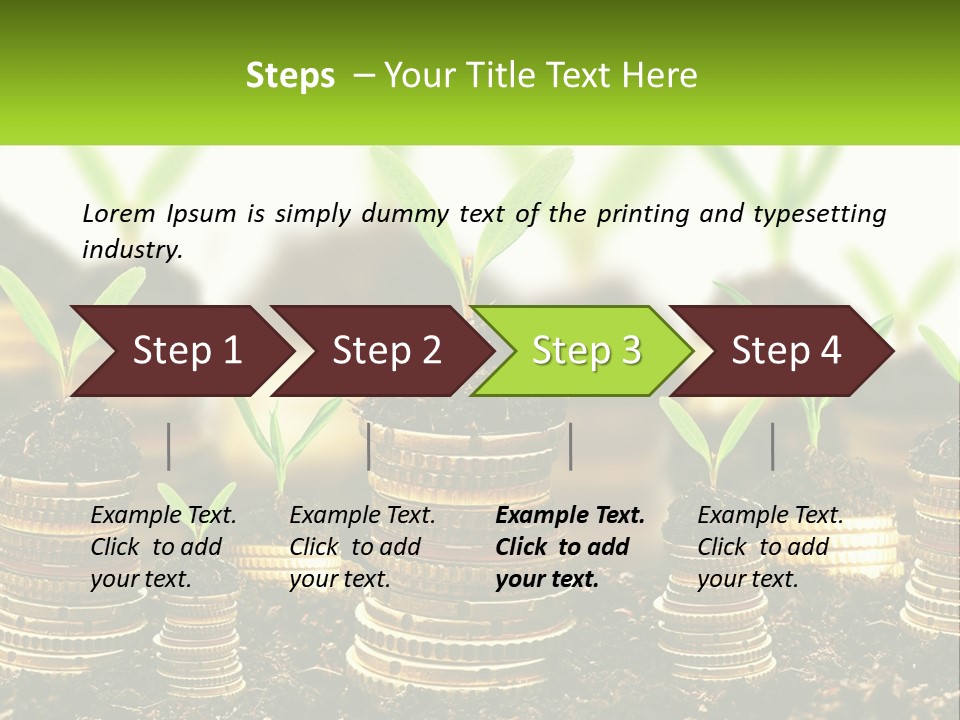 A Pile Of Coins With A Plant Growing Out Of It PowerPoint Template