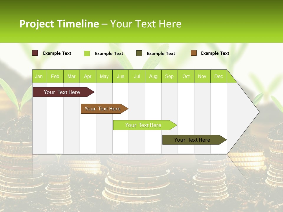 A Pile Of Coins With A Plant Growing Out Of It PowerPoint Template