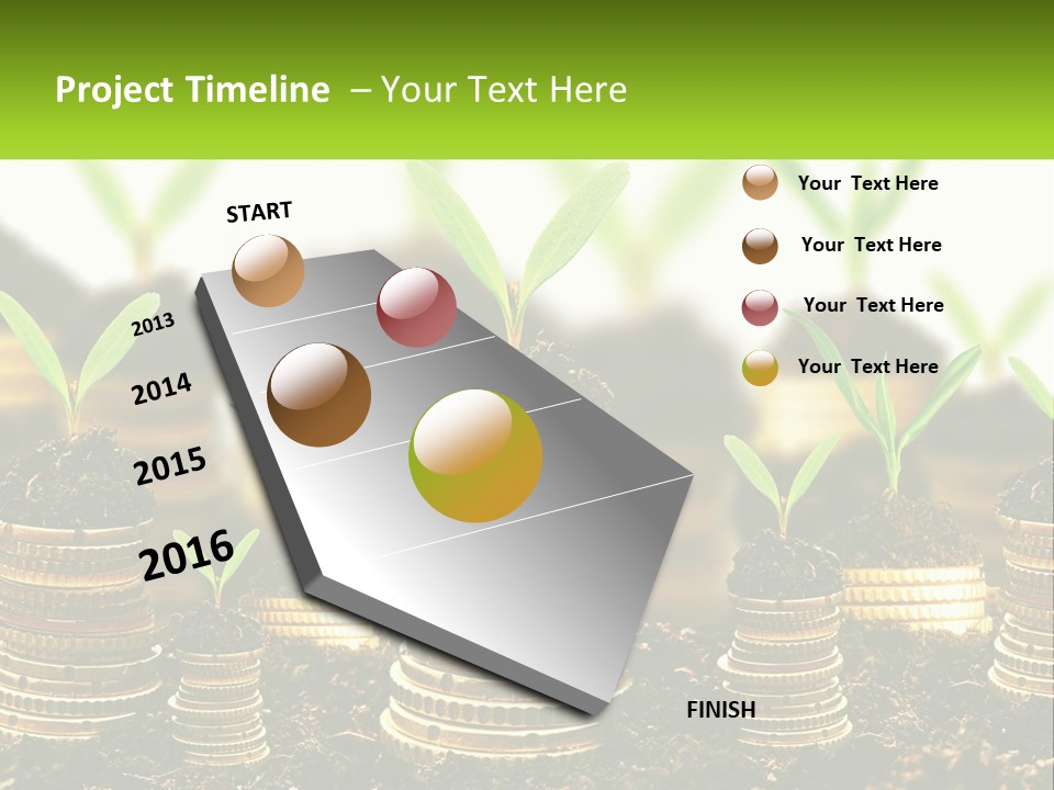 A Pile Of Coins With A Plant Growing Out Of It PowerPoint Template