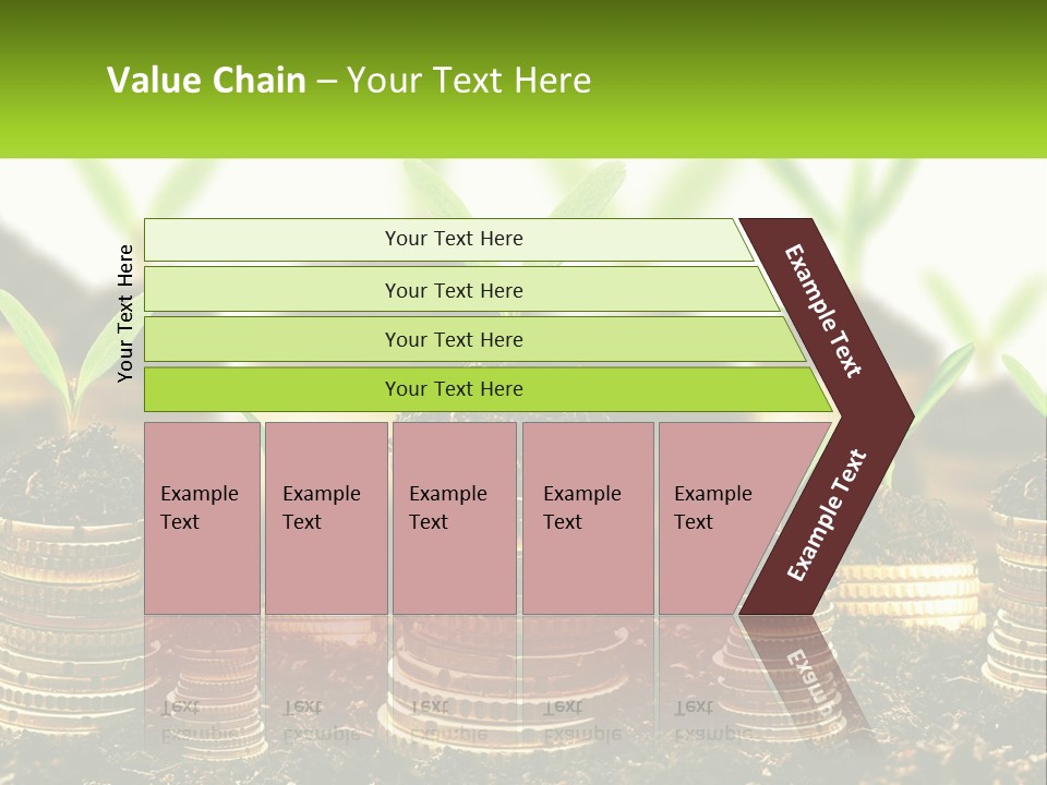 A Pile Of Coins With A Plant Growing Out Of It PowerPoint Template