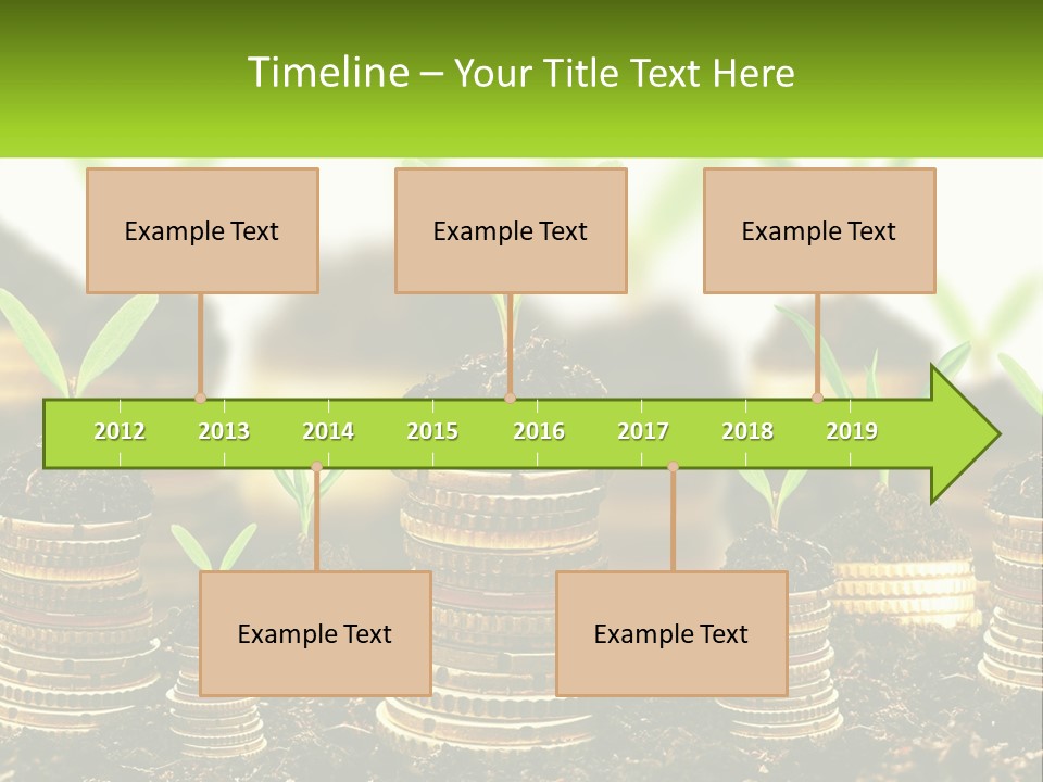 A Pile Of Coins With A Plant Growing Out Of It PowerPoint Template