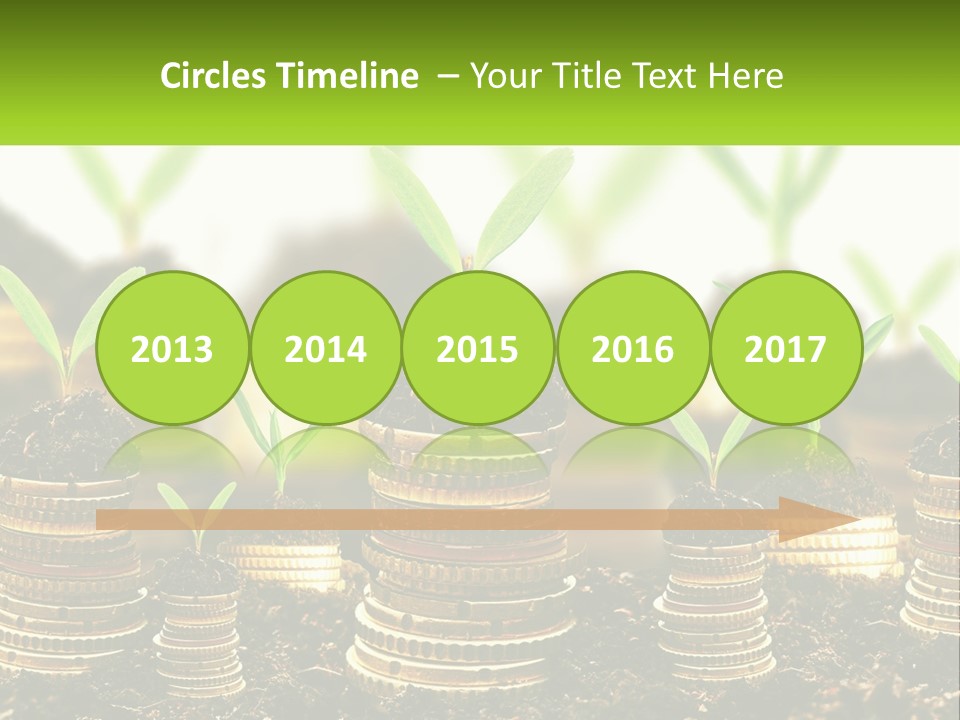 A Pile Of Coins With A Plant Growing Out Of It PowerPoint Template
