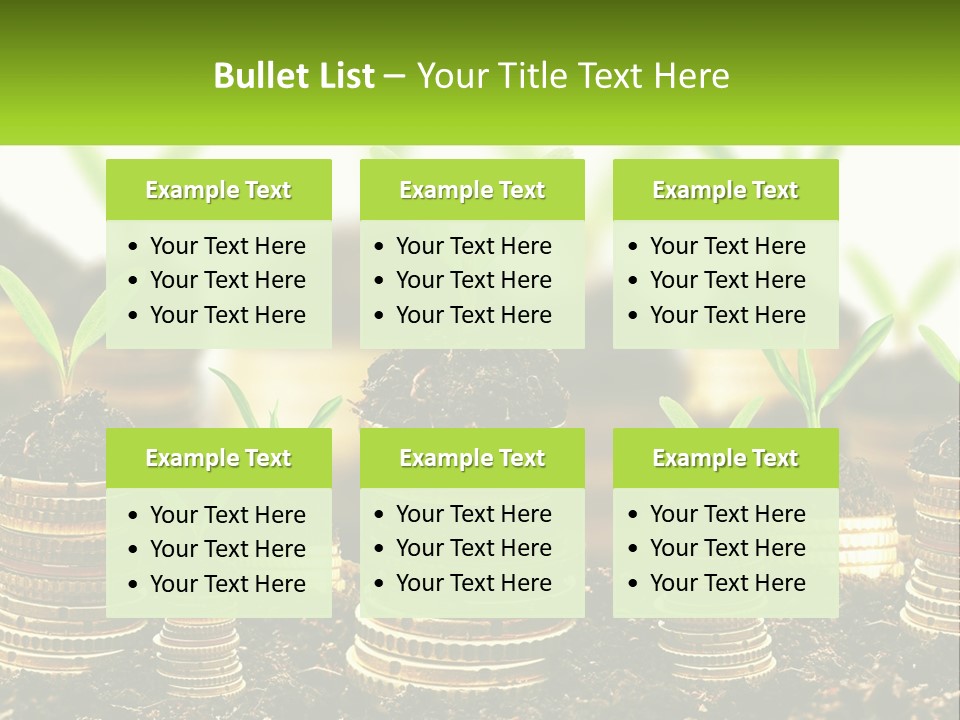 A Pile Of Coins With A Plant Growing Out Of It PowerPoint Template