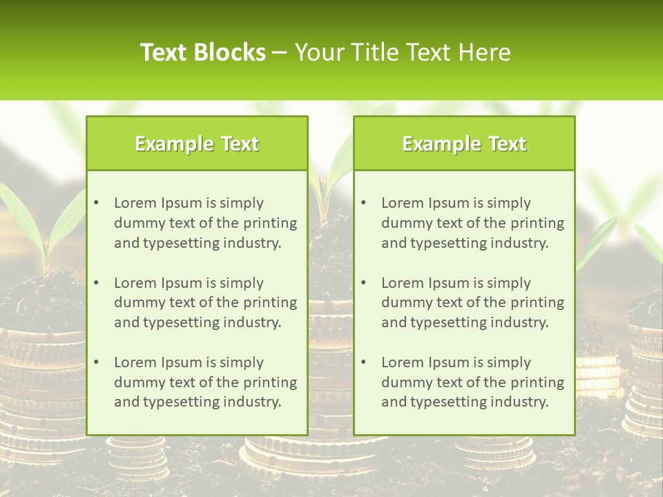A Pile Of Coins With A Plant Growing Out Of It PowerPoint Template