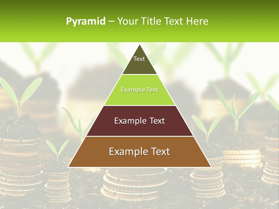 A Pile Of Coins With A Plant Growing Out Of It PowerPoint Template