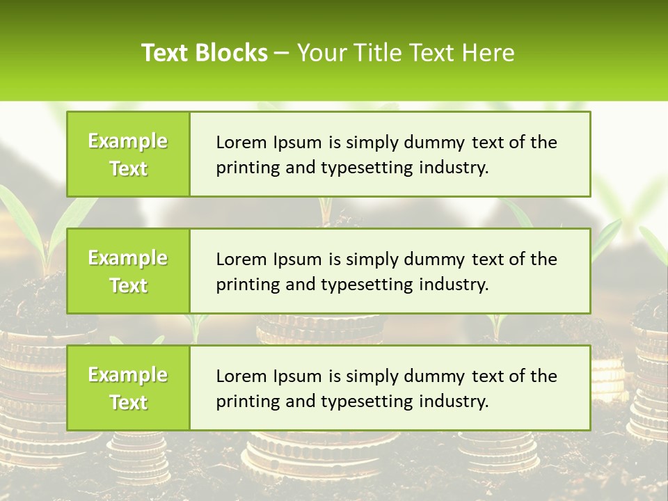 A Pile Of Coins With A Plant Growing Out Of It PowerPoint Template