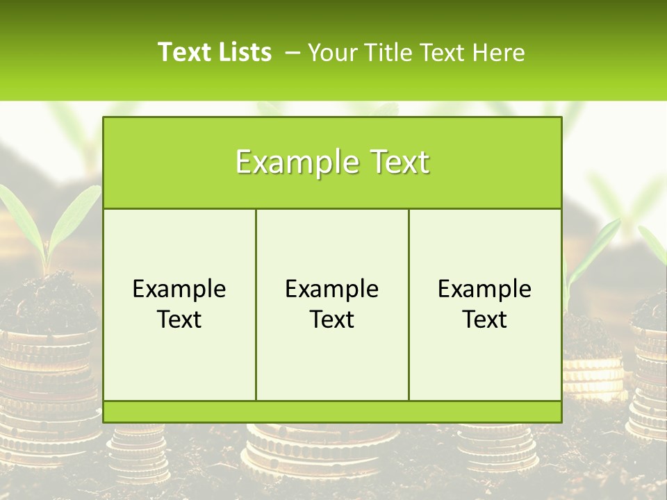 A Pile Of Coins With A Plant Growing Out Of It PowerPoint Template