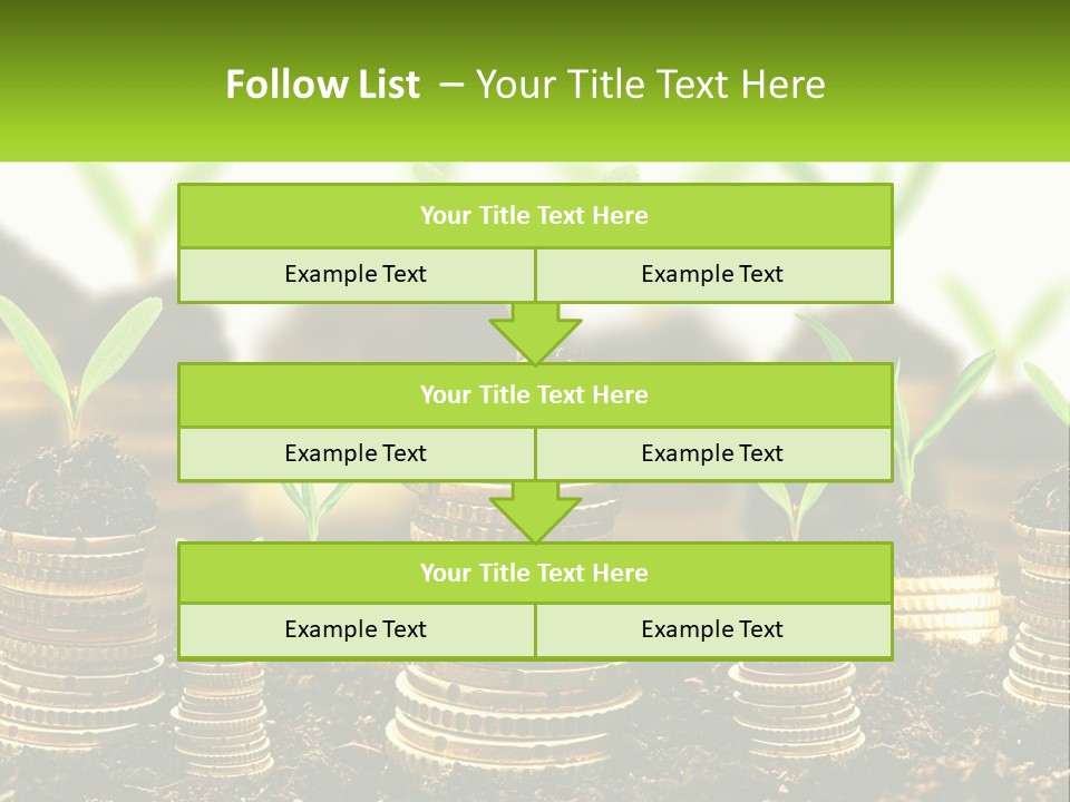 A Pile Of Coins With A Plant Growing Out Of It PowerPoint Template