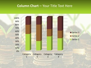 A Pile Of Coins With A Plant Growing Out Of It PowerPoint Template