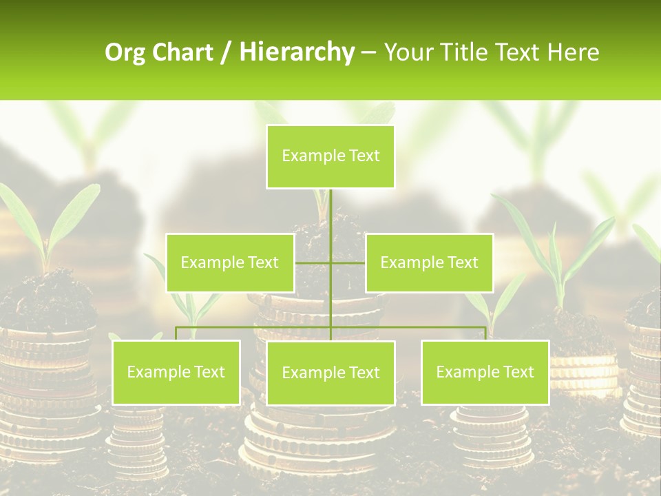 A Pile Of Coins With A Plant Growing Out Of It PowerPoint Template