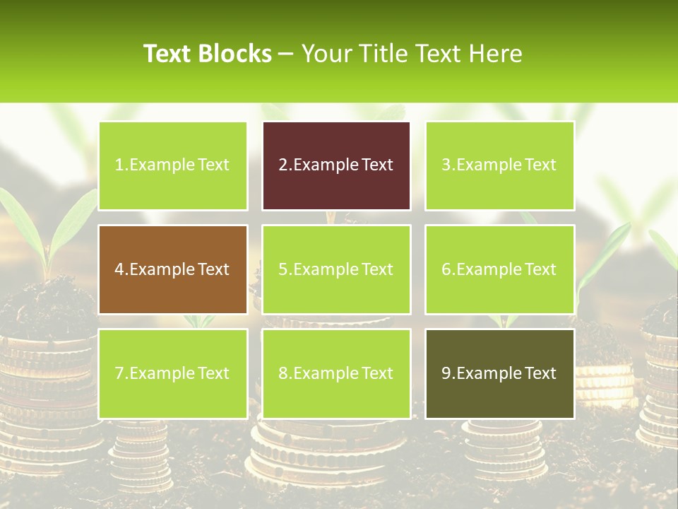 A Pile Of Coins With A Plant Growing Out Of It PowerPoint Template