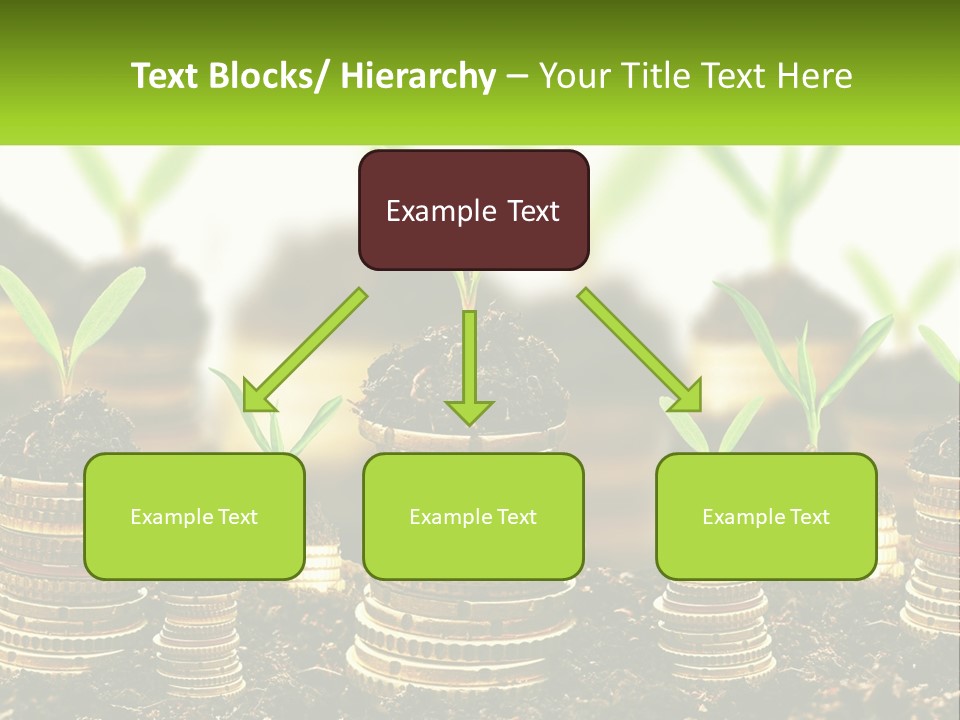 A Pile Of Coins With A Plant Growing Out Of It PowerPoint Template