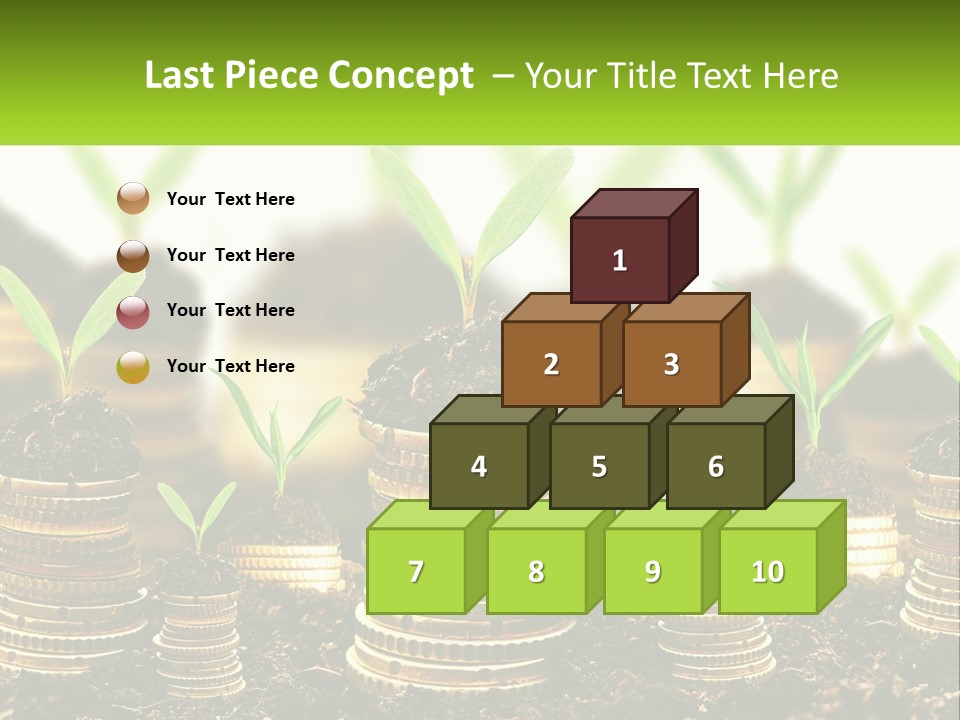 A Pile Of Coins With A Plant Growing Out Of It PowerPoint Template