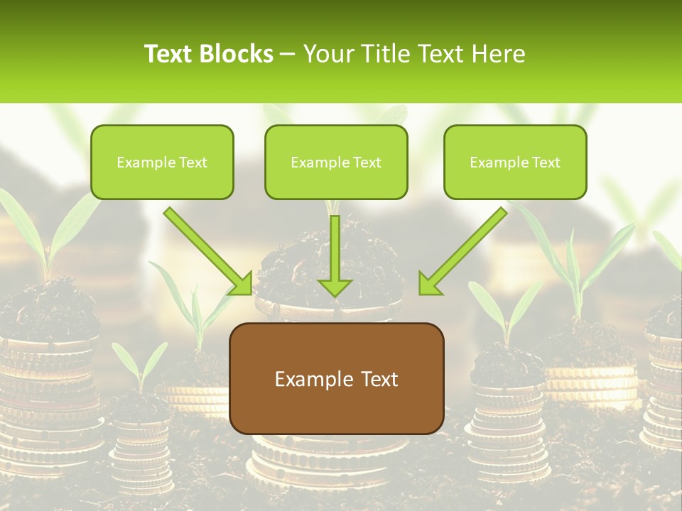 A Pile Of Coins With A Plant Growing Out Of It PowerPoint Template