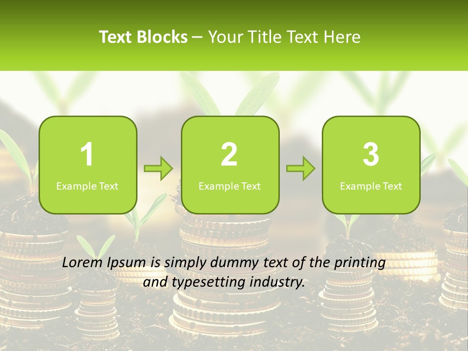 A Pile Of Coins With A Plant Growing Out Of It PowerPoint Template