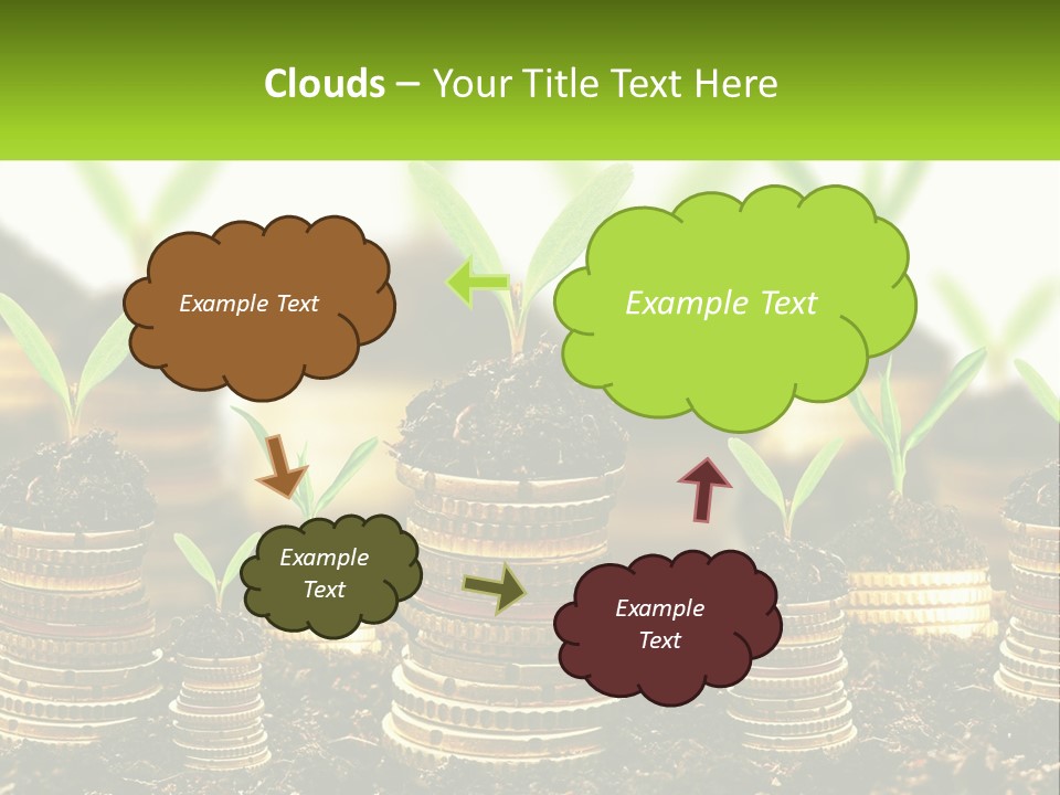 A Pile Of Coins With A Plant Growing Out Of It PowerPoint Template