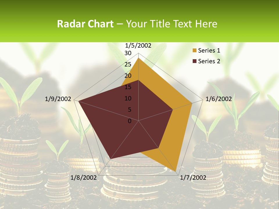 A Pile Of Coins With A Plant Growing Out Of It PowerPoint Template