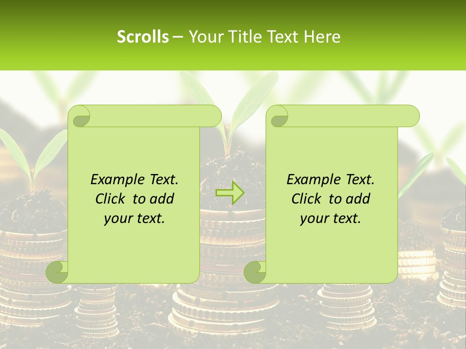 A Pile Of Coins With A Plant Growing Out Of It PowerPoint Template