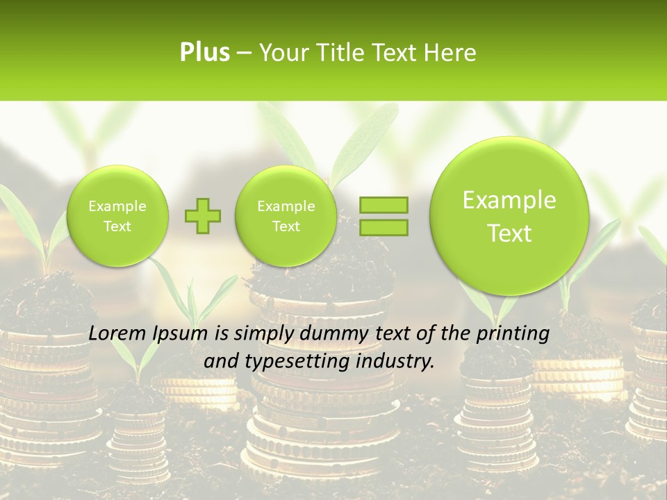 A Pile Of Coins With A Plant Growing Out Of It PowerPoint Template