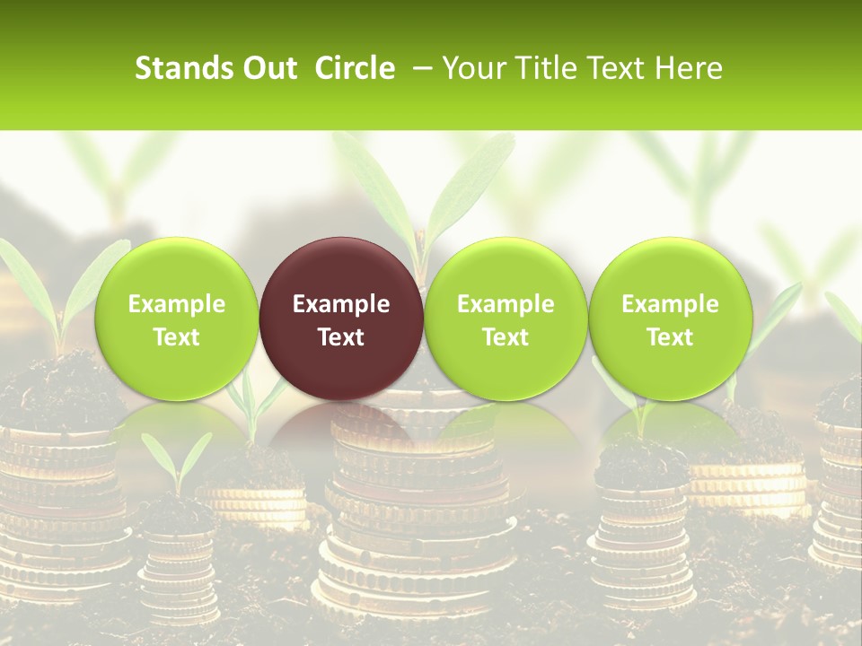 A Pile Of Coins With A Plant Growing Out Of It PowerPoint Template