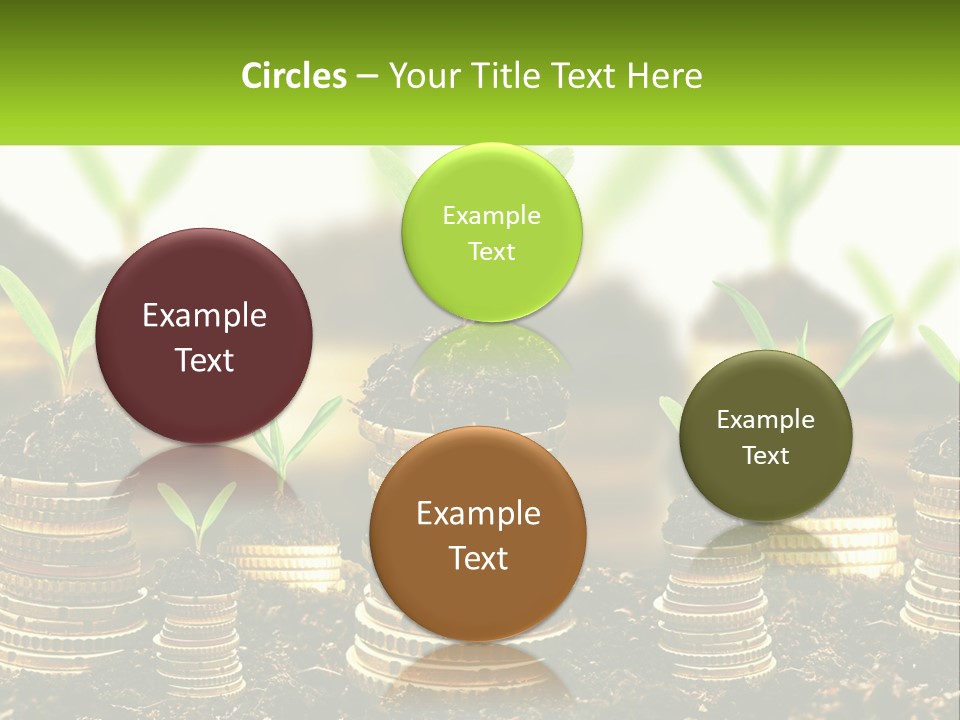 A Pile Of Coins With A Plant Growing Out Of It PowerPoint Template