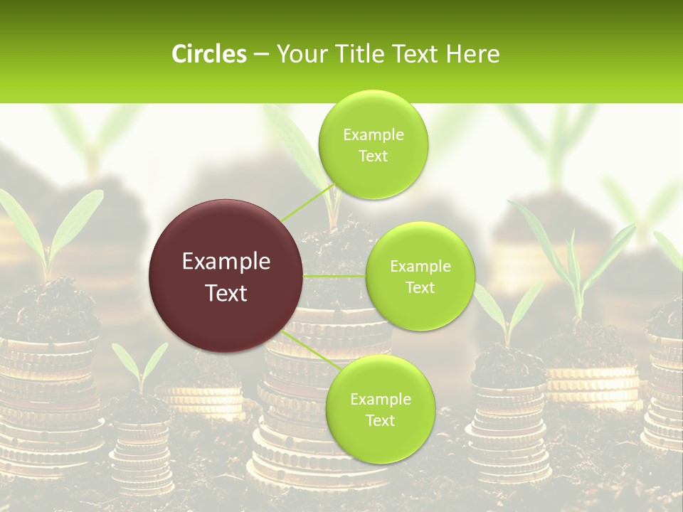 A Pile Of Coins With A Plant Growing Out Of It PowerPoint Template