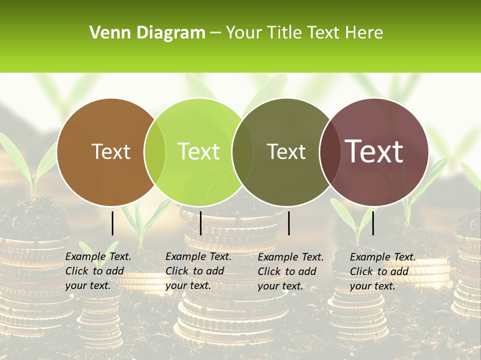A Pile Of Coins With A Plant Growing Out Of It PowerPoint Template