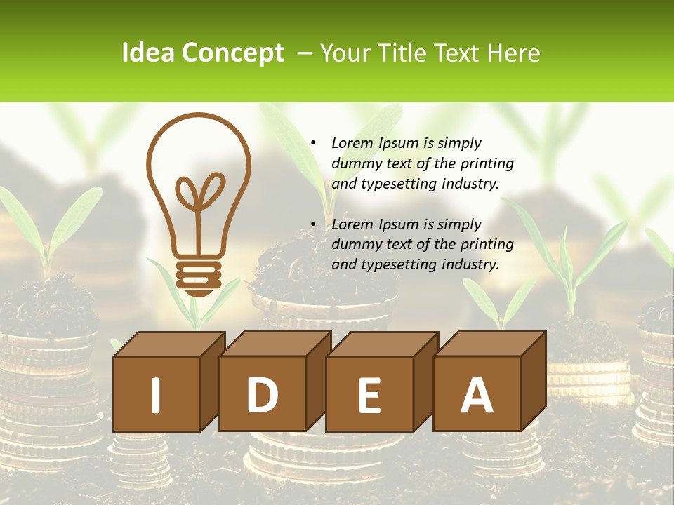 A Pile Of Coins With A Plant Growing Out Of It PowerPoint Template