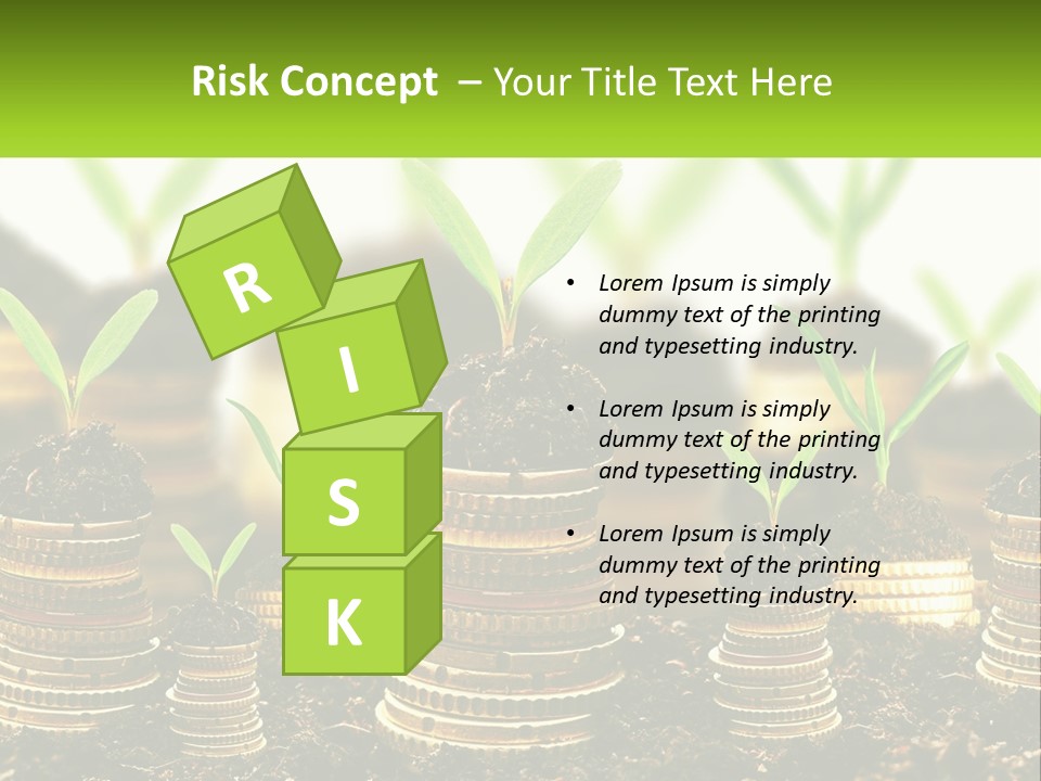 A Pile Of Coins With A Plant Growing Out Of It PowerPoint Template