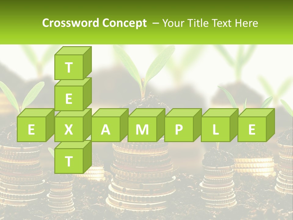 A Pile Of Coins With A Plant Growing Out Of It PowerPoint Template