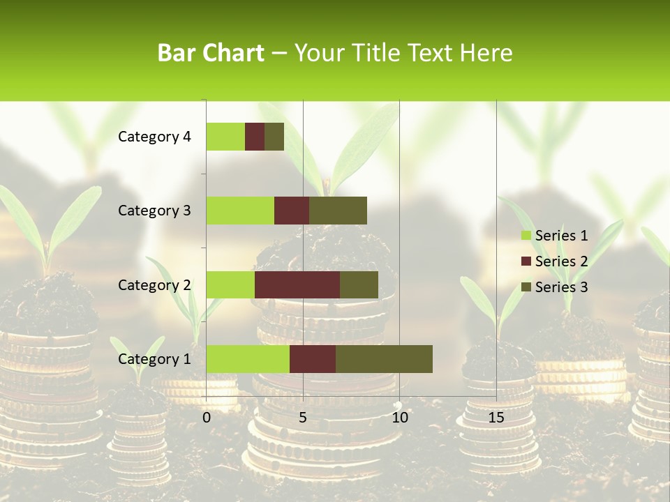 A Pile Of Coins With A Plant Growing Out Of It PowerPoint Template