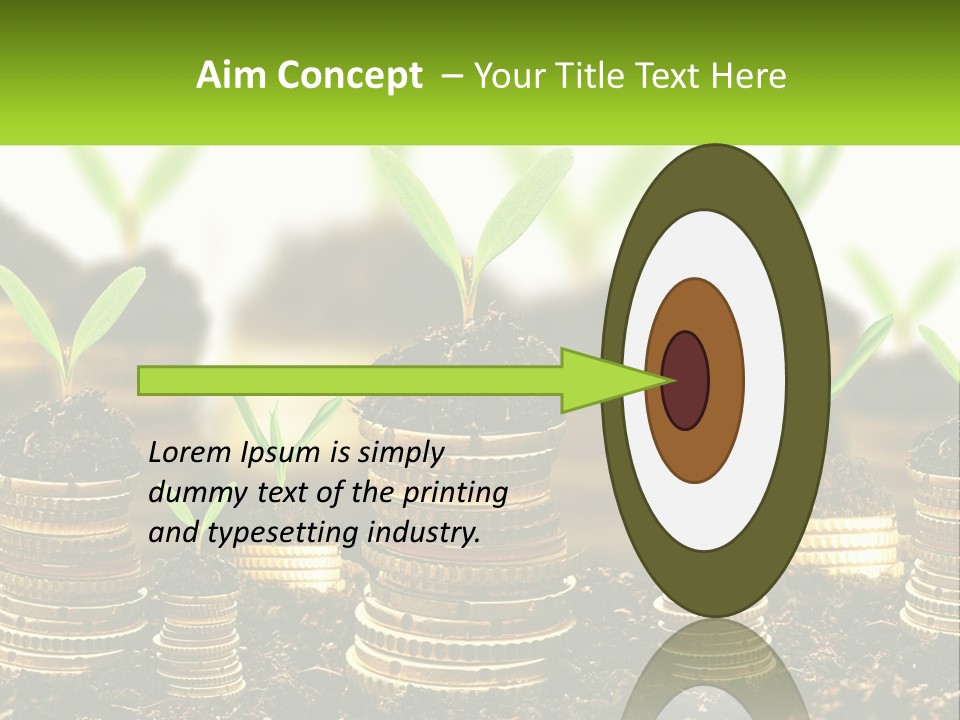 A Pile Of Coins With A Plant Growing Out Of It PowerPoint Template