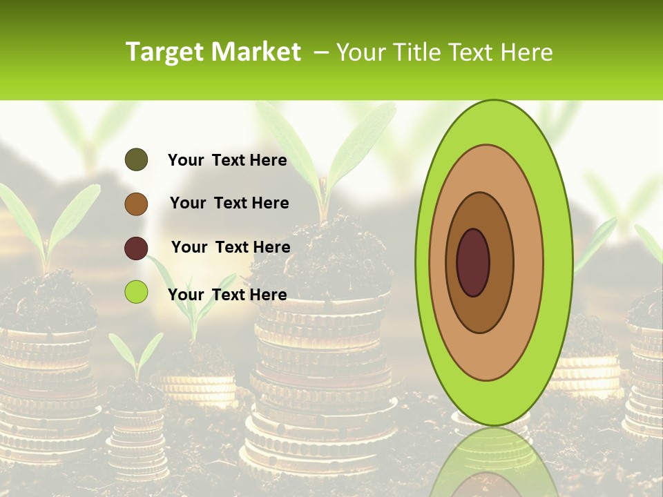 A Pile Of Coins With A Plant Growing Out Of It PowerPoint Template