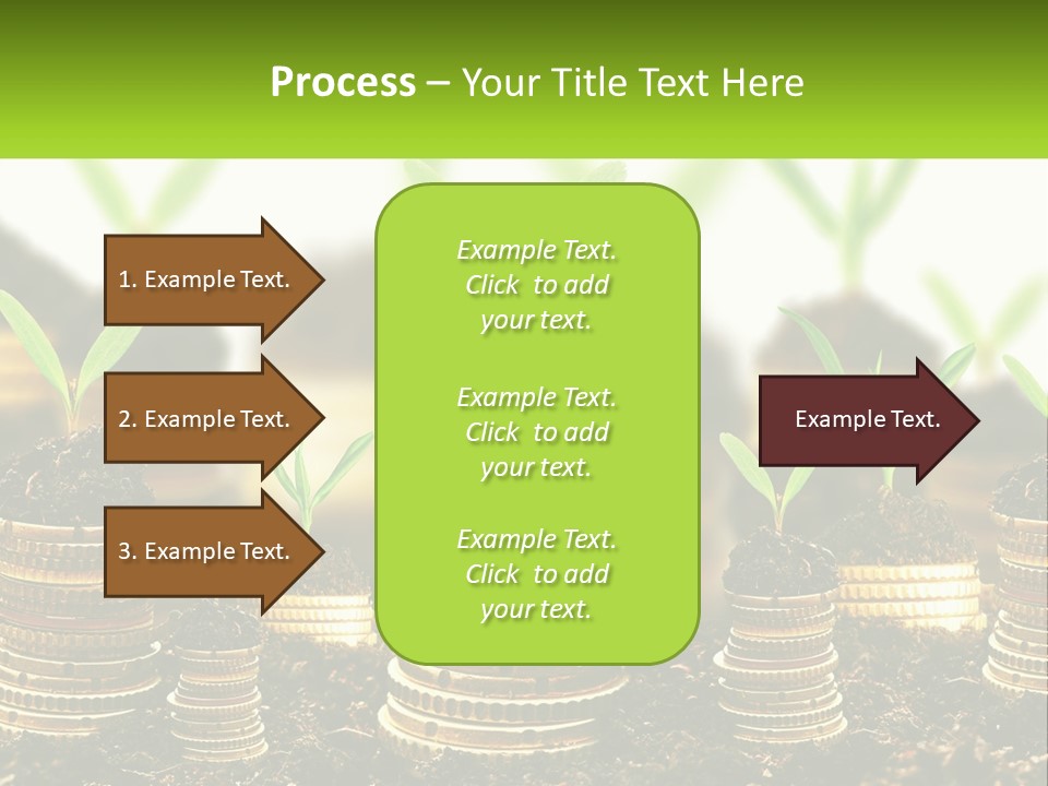 A Pile Of Coins With A Plant Growing Out Of It PowerPoint Template