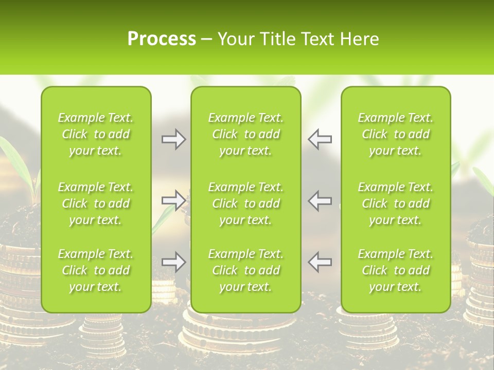 A Pile Of Coins With A Plant Growing Out Of It PowerPoint Template