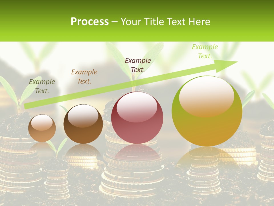 A Pile Of Coins With A Plant Growing Out Of It PowerPoint Template