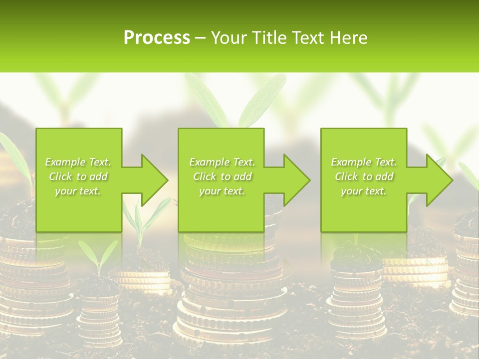 A Pile Of Coins With A Plant Growing Out Of It PowerPoint Template