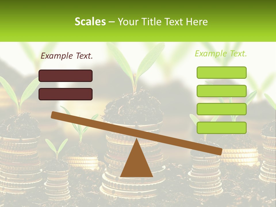 A Pile Of Coins With A Plant Growing Out Of It PowerPoint Template
